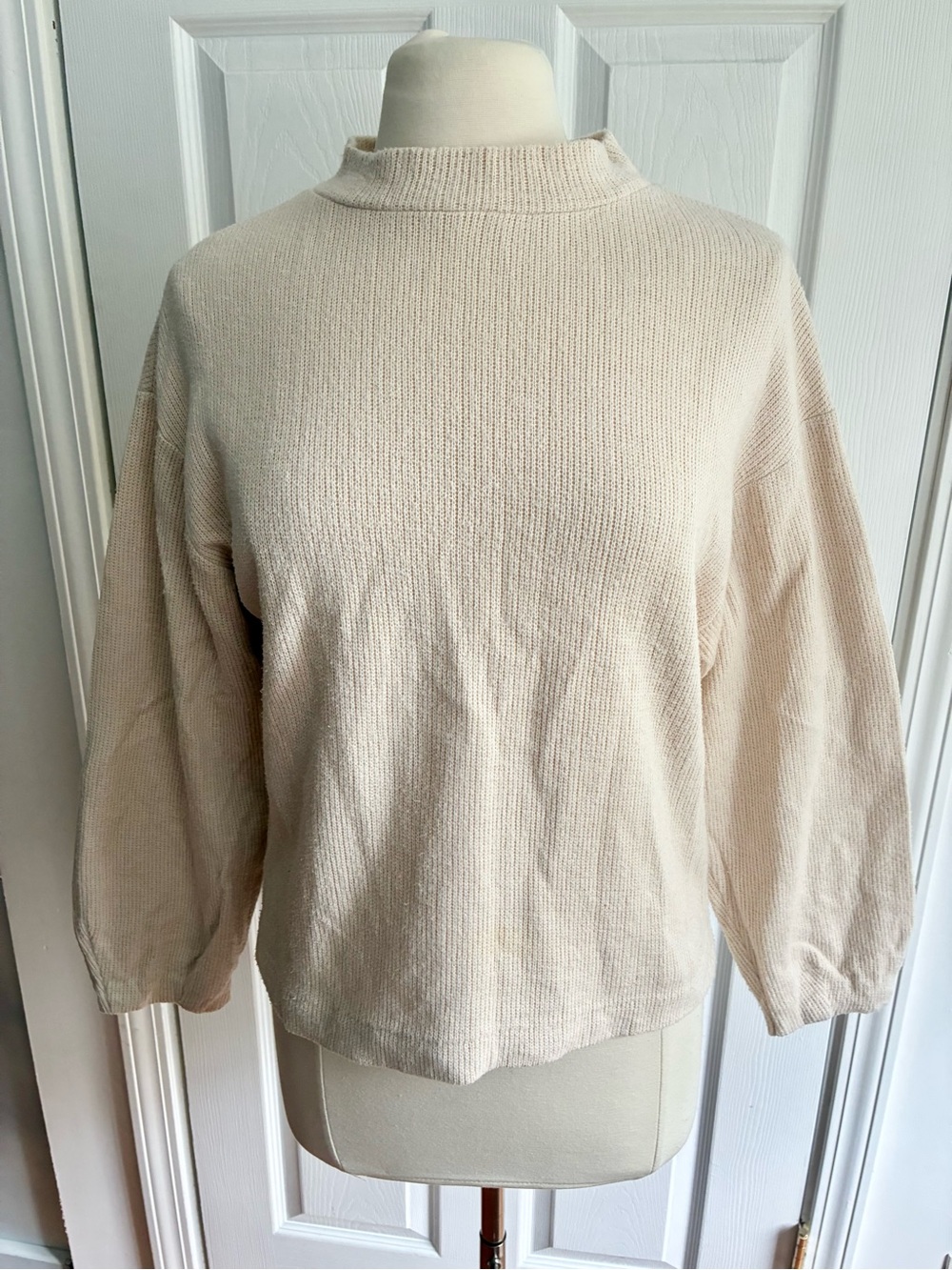 Zara Mock Neck Balloon Sleeve Sweater Top